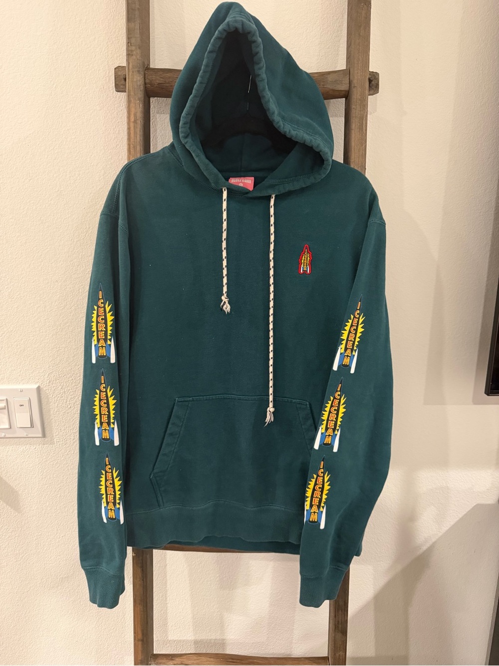Icecream Teal Pullover Hoodie with Rocket Sleeve Graphics